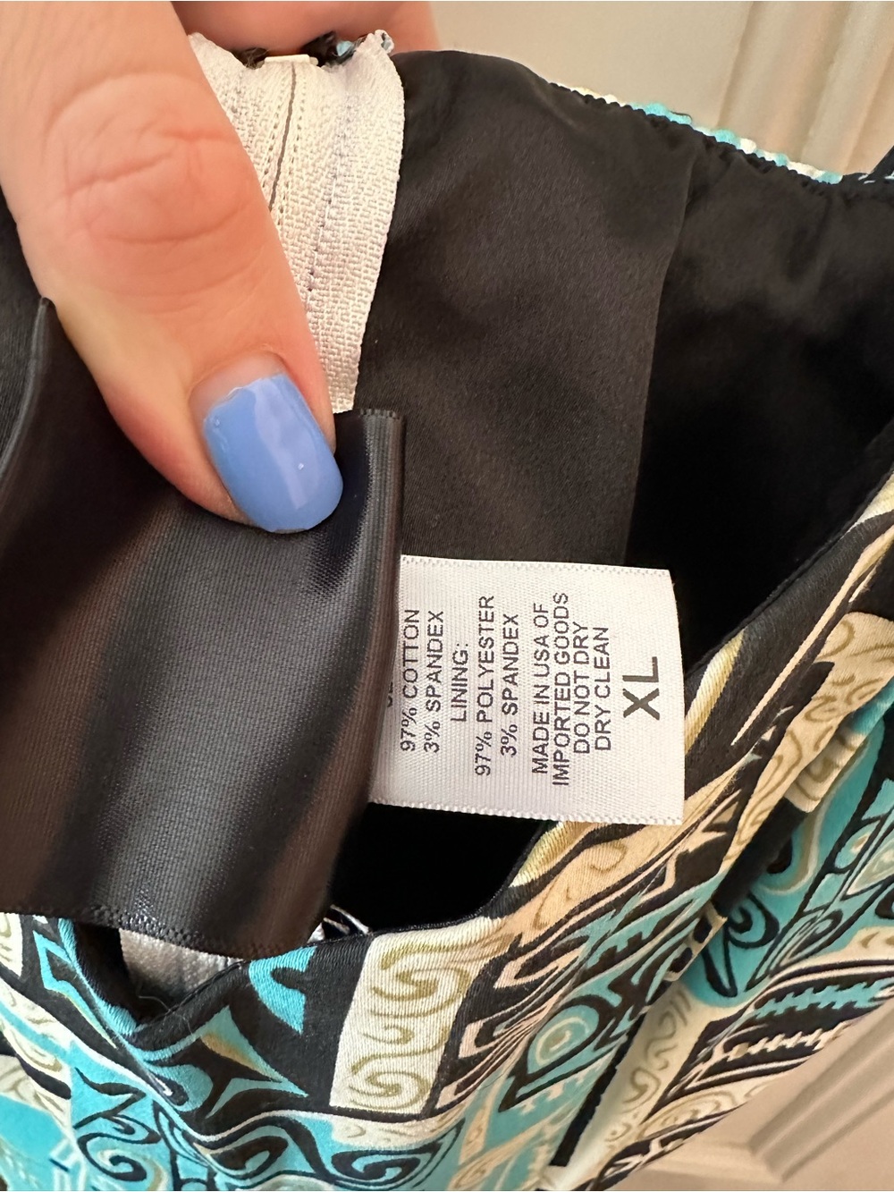 Pinup Couture Turquoise Black Cream Patterned Midi Dress - Picture 5 of 5
